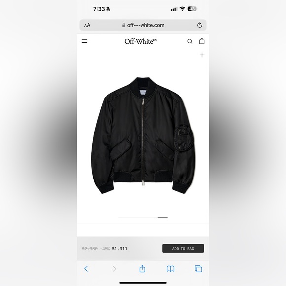 Off white, Black bomber with frontal zip closure women. Size M - Picture 9 of 10